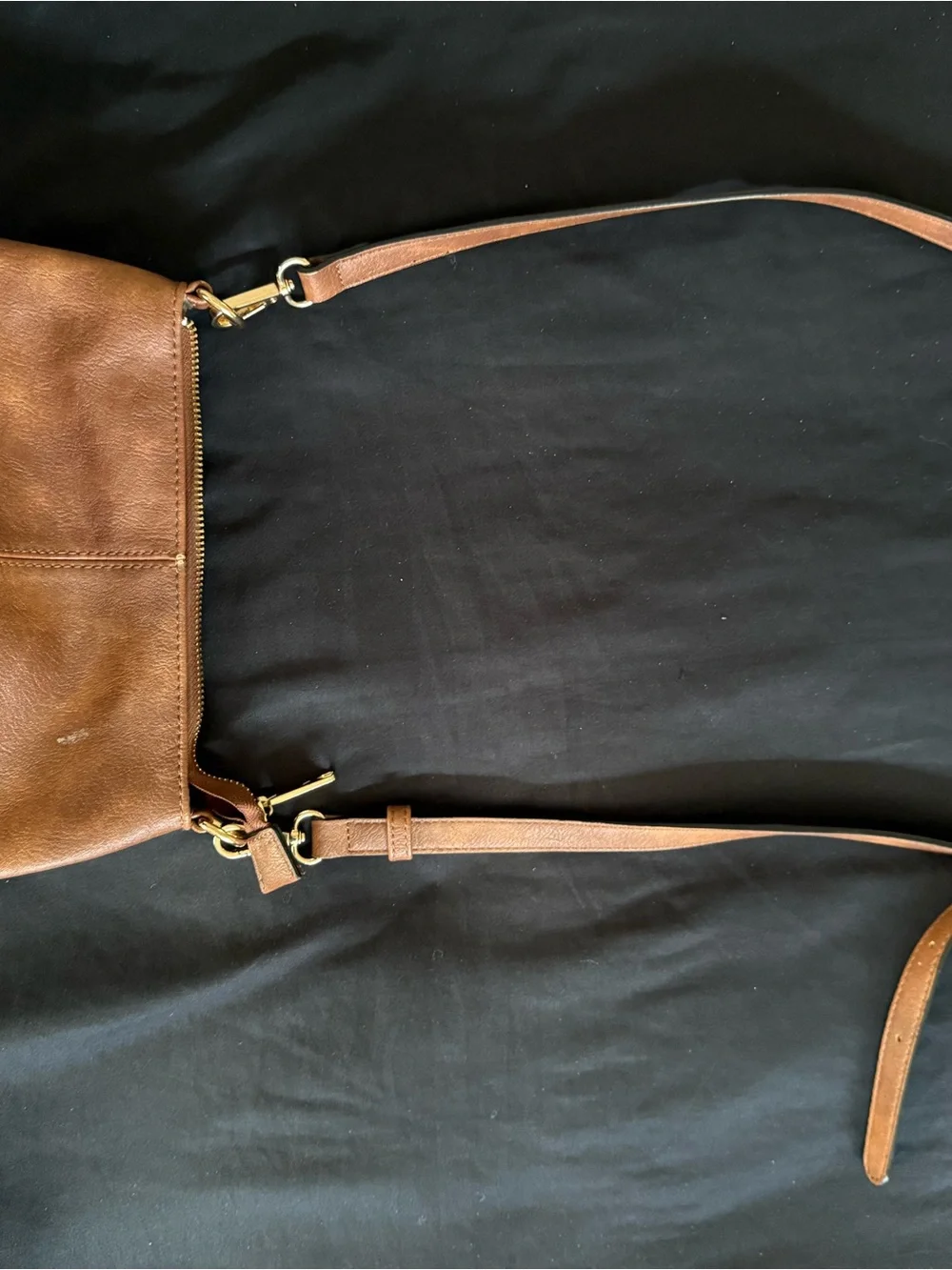 Brown Leather Crossbody Bag with Gold Hardware
